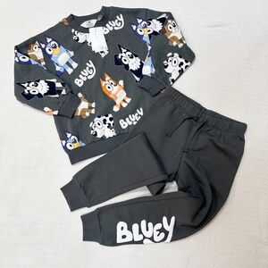 H&M two piece dark grey Bluey sweatshirt and sweatpants set - sz 6-7y